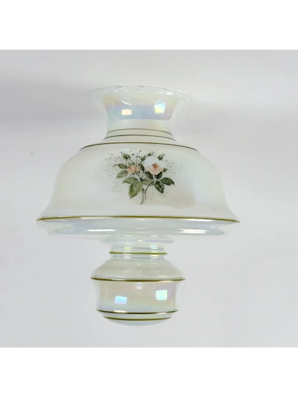 Vintage Floral Hurricane Lamp Globe Shade Gone With The Wind Replacement Glass